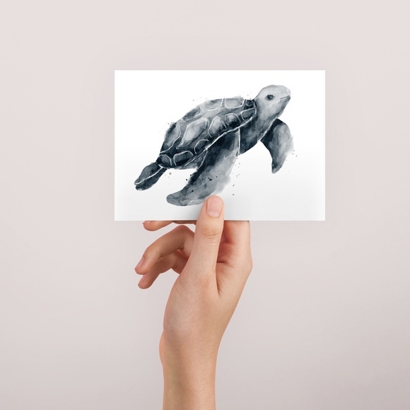 Watercolor Wall Art Marine Turtle Portrait Print Poster Unframed - Picture 7 of 9